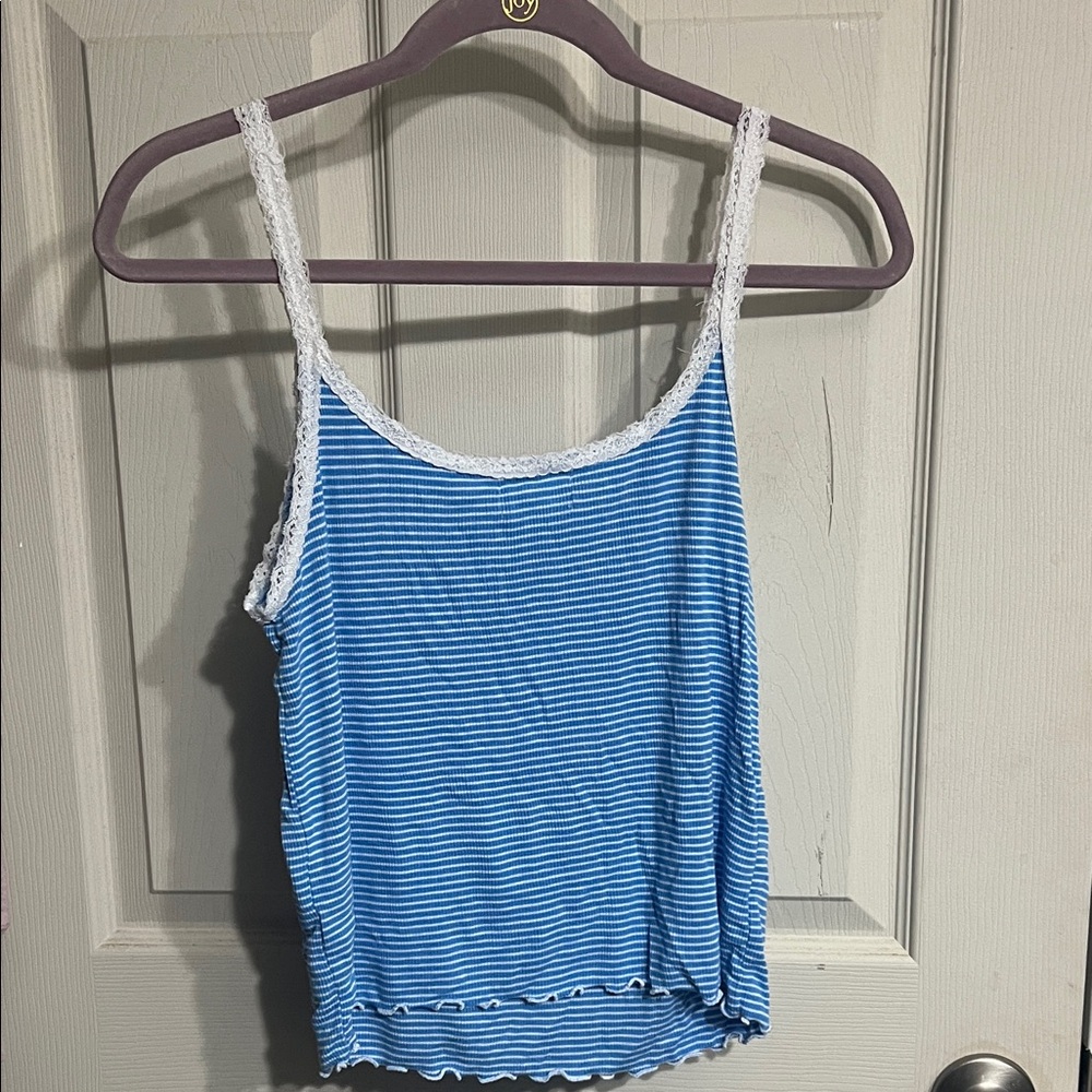 Colsie Blue and White Striped Top - Picture 7 of 13